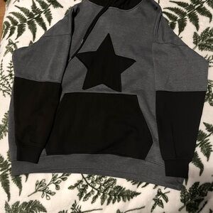 Black and gray star hooded sweater